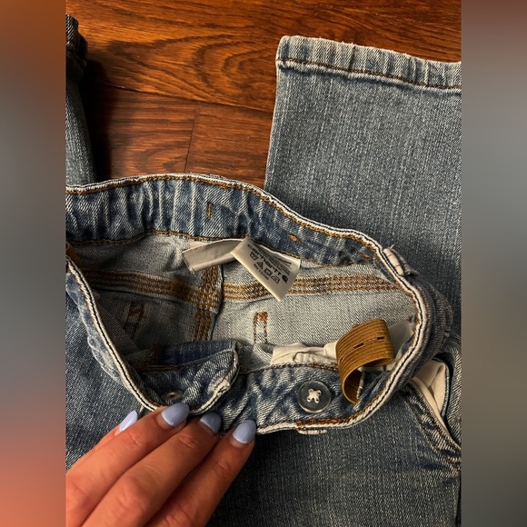 Vintage Carhartt Light Wash Carpenter Blue Jeans Elastic Waist Ripped Size 6 - Picture 10 of 10